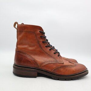 Frye James Lug Wingtip Leather Lace up Chukka Boots Men's Size 10 D Brown Ankle